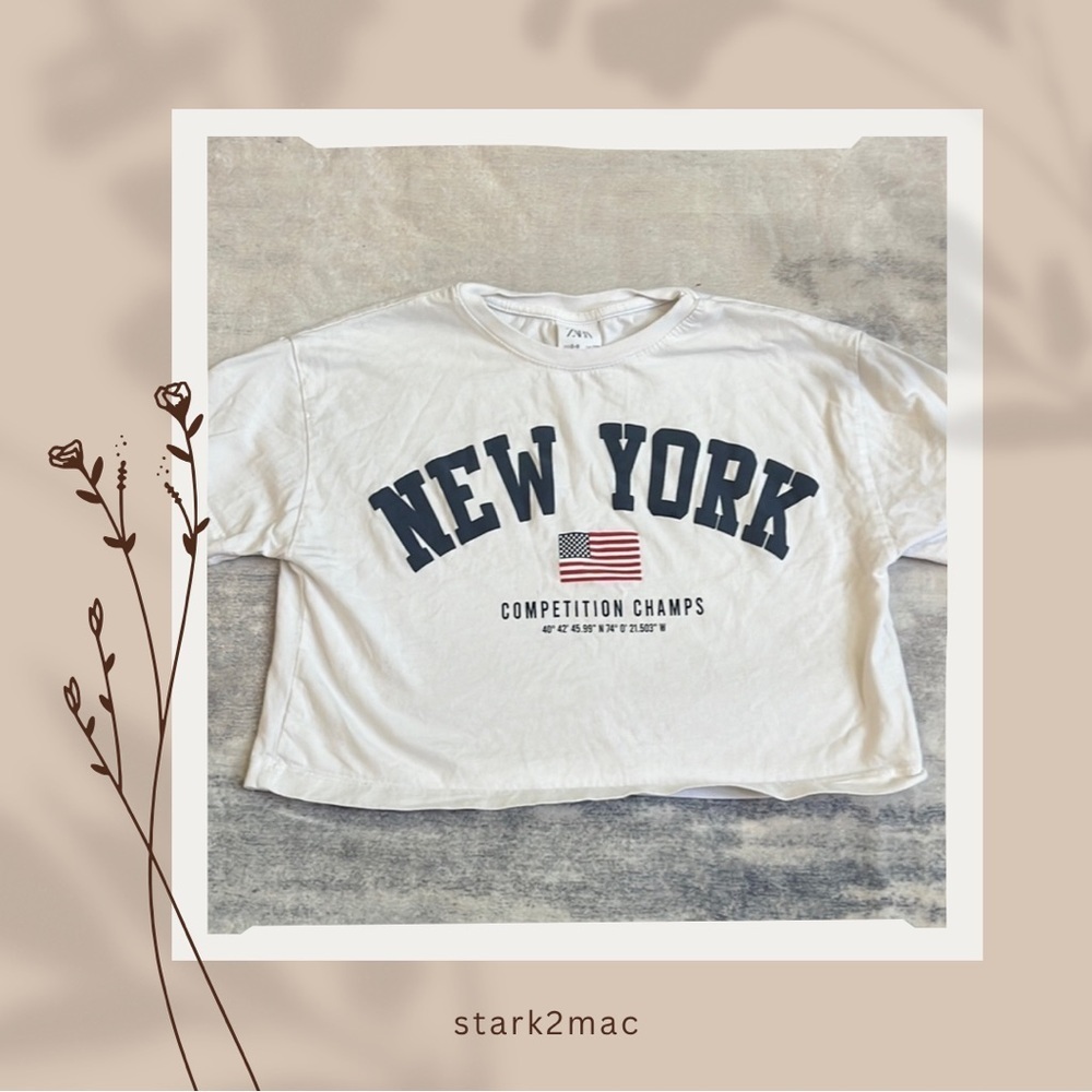 (044)Zara Red, White and Blue New York Tee